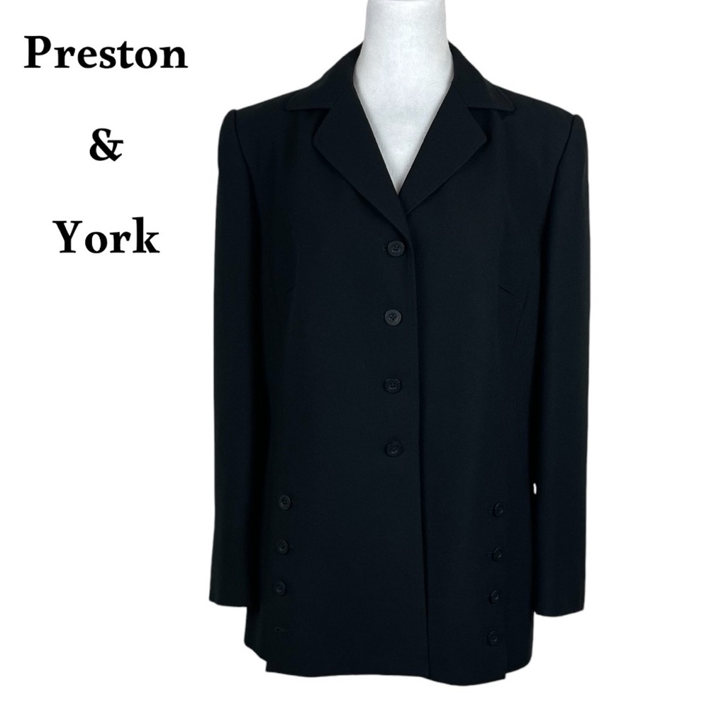 Preston & York Black Academia Neutral Minimalist Long Jacket NWOT Size 14